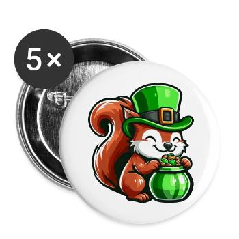 Conception de bande dessinée écureuil mignon de la Saint-Patrick - Lot de 5 grands badges (56 mm) - blanc - Devant