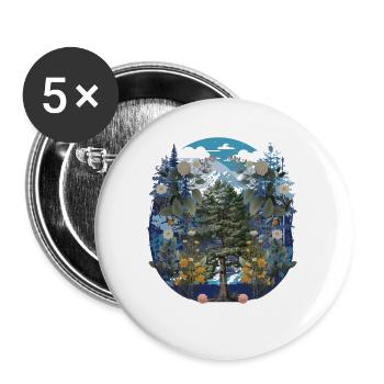 Flora, Botany, Nature, Wilderness, Forest, Spring, Climate - Buttons large 2.2''/56 mm (5-pack) - white - Front