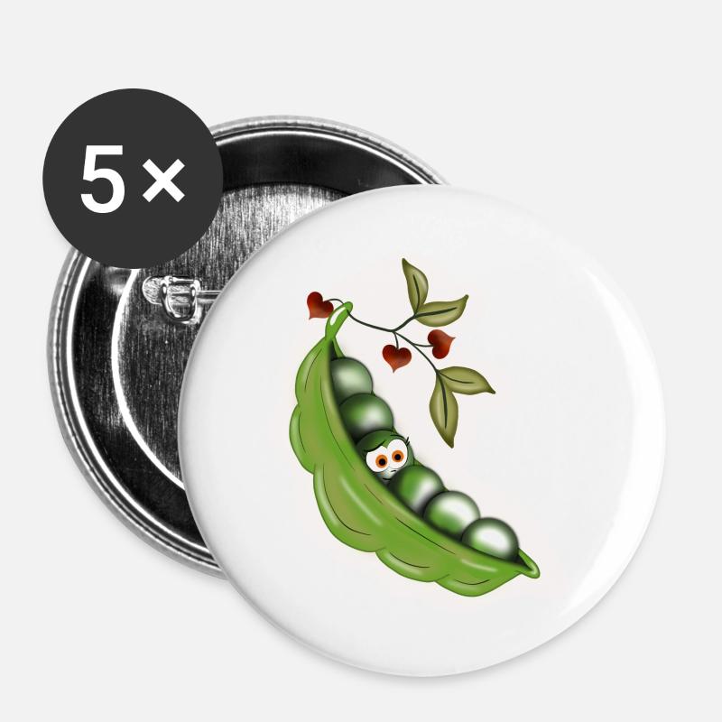 Erbsen - Buttons groß 56 mm (5er Pack) - Weiß