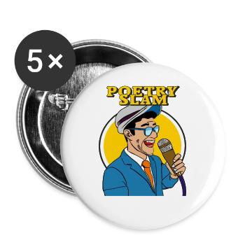 HOMME MICROPHONE POÉSIE SLAM - Lot de 5 grands badges (56 mm) - blanc - Devant