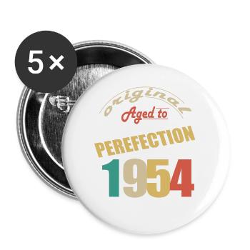 Ich bin 70 Jahre alt | Ich bin 1954 geboren - geboren - Buttons groß 56 mm (5er Pack) - Weiß - Vorne