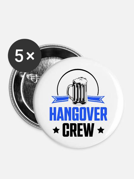 hangover crew - Buttons groß 56 mm (5er Pack) - Weiß