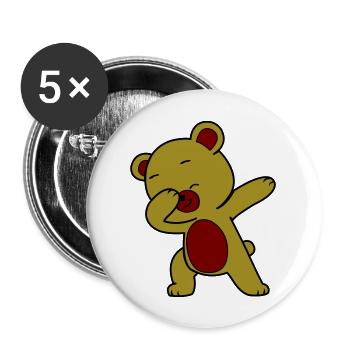 Dabbing Bear - Lot de 5 grands badges (56 mm) - blanc - Devant