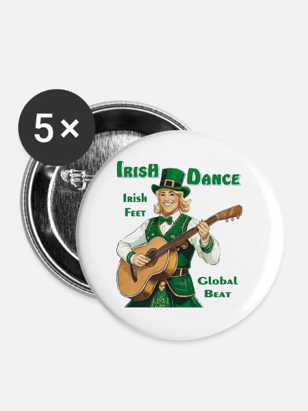 IRISH DANCE - Buttons groß 56 mm (5er Pack) - Weiß