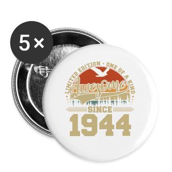 Génial depuis 1944 - cadeau d’anniversaire Vintage - Lot de 5 grands badges (56 mm) - blanc - Devant