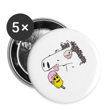 Horse, Summer, Ice Cream, Hunger, Snacking, Refreshment - Buttons large 2.2''/56 mm (5-pack) - white - Front