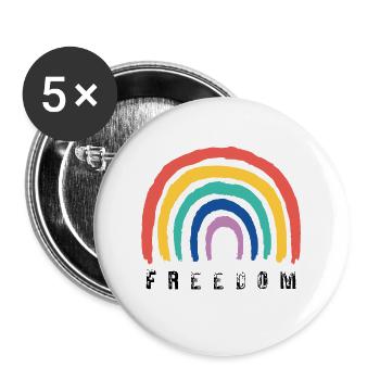 Freedom Rainbow - Buttons groß 56 mm (5er Pack) - Weiß - Vorne