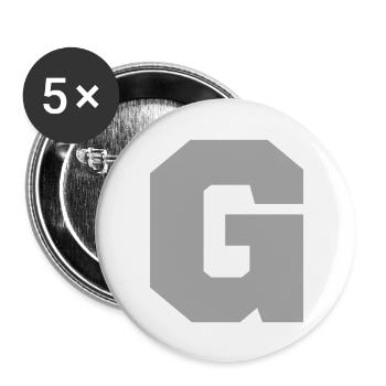 Buchstabe g sport - Buttons groß 56 mm (5er Pack) - Weiß - Vorne