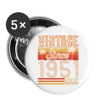 1951. Vintage Born in 1951 Anniversary - Buttons large 2.2''/56 mm (5-pack) - white - Front