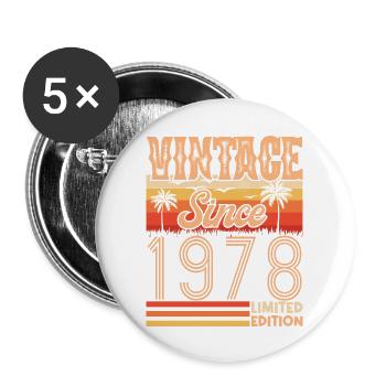 anniversaire 1978. Vintage né en 1978 anniversaire - Lot de 5 grands badges (56 mm) - blanc - Devant