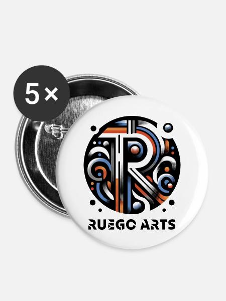 RuegoArtsLogo - Buttons groß 56 mm (5er Pack) - Weiß