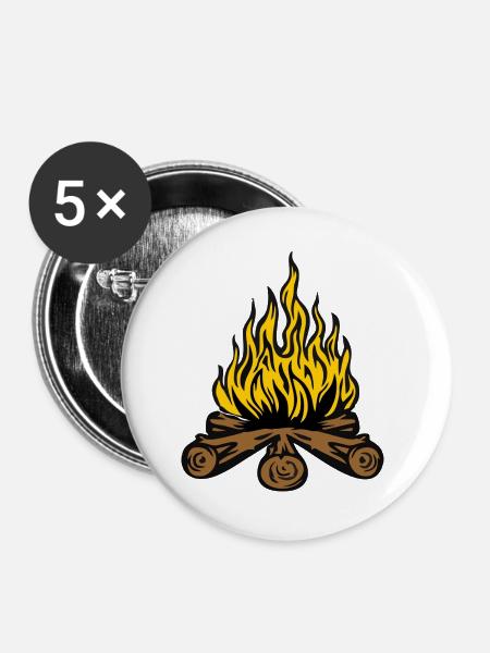 Lagerfeuer - Buttons groß 56 mm (5er Pack) - Weiß