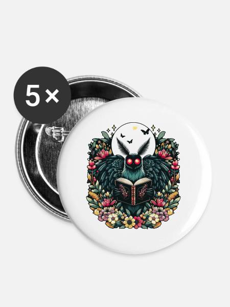 Mothman Geschichtenerzähler - Buttons groß 56 mm (5er Pack) - Weiß