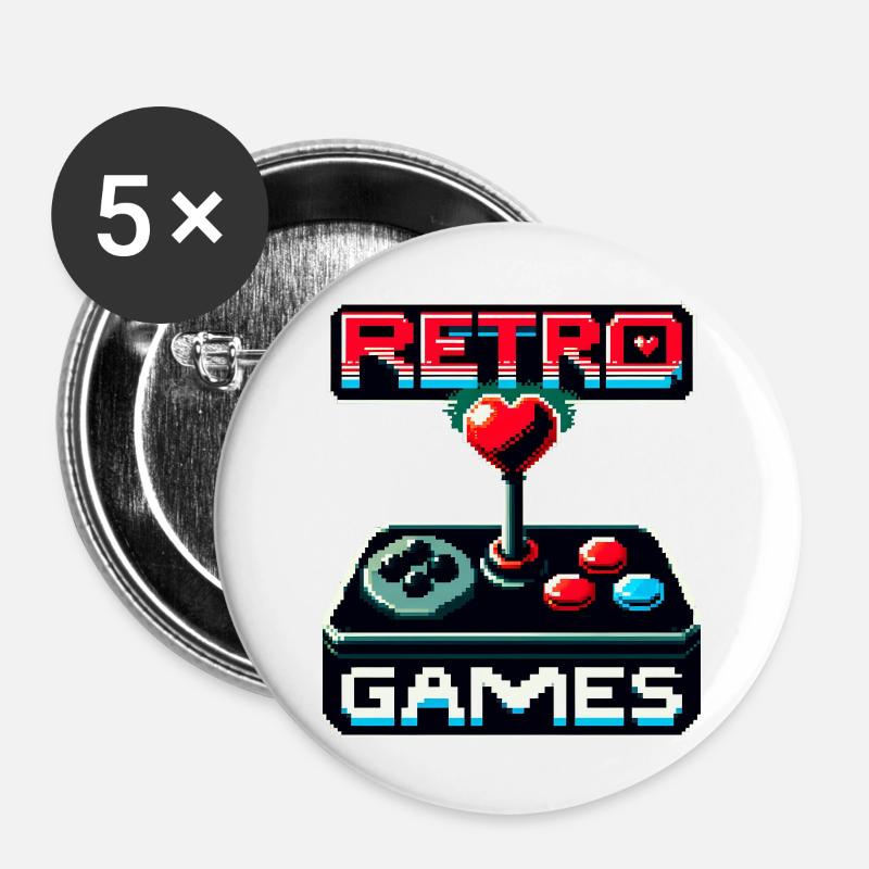 Retro Games Passion - Buttons large 2.2''/56 mm (5-pack) - white