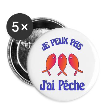 ANGELN. ICH KANN NICHT - Buttons groß 56 mm (5er Pack) - Weiß - Vorne