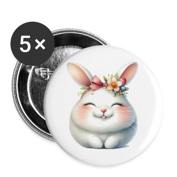 Ostern Osterhase Ostern Samstag Ostersonntag Ostereier Frühling - Buttons groß 56 mm (5er Pack) - Weiß - Vorne