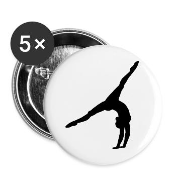 Radschlag Handstand Ballerina Design Geschenk - Buttons groß 56 mm (5er Pack) - Weiß - Vorne