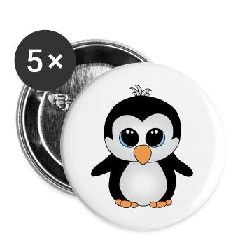 Süßer kleiner Pinguin - Buttons groß 56 mm (5er Pack) - Weiß - Vorne