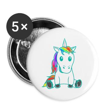 Unicorn Mythical Creature Colorful Retro Vintage 80s - Buttons large 2.2''/56 mm (5-pack) - white - Front