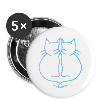 Katze Vintage Paar Katzen Retro Vintage - Buttons groß 56 mm (5er Pack) - Weiß - Vorne