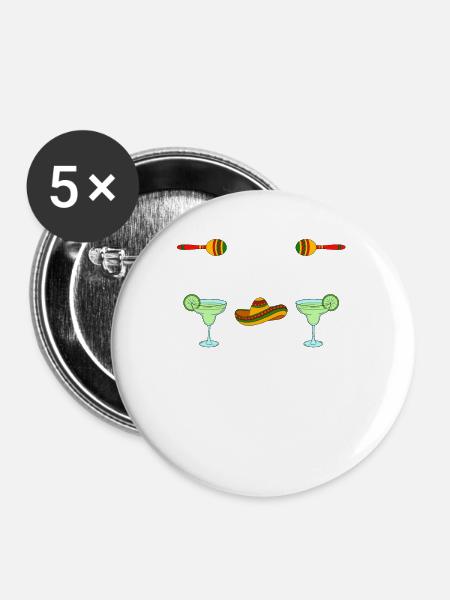 Cinco de Mayo - Buttons groß 56 mm (5er Pack) - Weiß