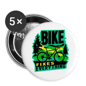 Le vélo répare tout Adventure Design - Lot de 5 grands badges (56 mm) - blanc - Devant