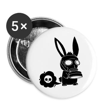 Farting Black Rabbit - Buttons large 2.2''/56 mm (5-pack) - white - Front