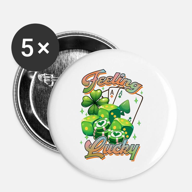 Feeling Lucky St Patricks Day - Buttons large 2.2''/56 mm (5-pack) - white