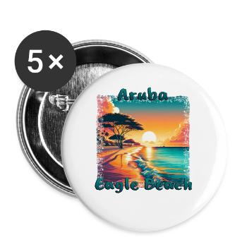 Grunge Sommerurlaub Eagle Beach Aruba - Buttons groß 56 mm (5er Pack) - Weiß - Vorne