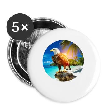Adler am Eagle Beach Aruba Sommerurlaub - Buttons groß 56 mm (5er Pack) - Weiß - Vorne