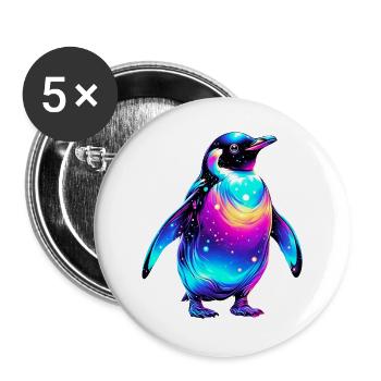 Pinguin - Buttons groß 56 mm (5er Pack) - Weiß - Vorne