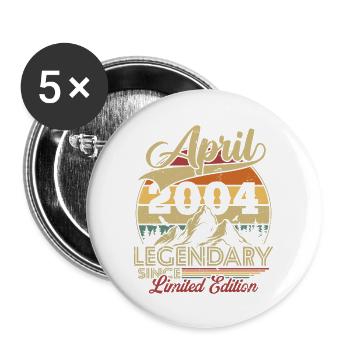 Vintage Retro April 2004 Geburtstagsgeschenk - Buttons groß 56 mm (5er Pack) - Weiß - Vorne