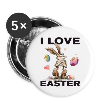 I LOVE Easter! - Buttons large 2.2''/56 mm (5-pack) - white - Front