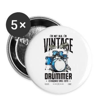 I'm Not Old I'm Vintage Retro 1979 Drummer - Buttons large 2.2''/56 mm (5-pack) - white - Front