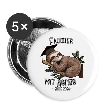 Faultier mit Abitur 2024 - Buttons groß 56 mm (5er Pack) - Weiß - Vorne