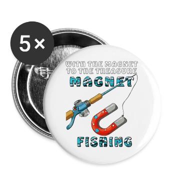 FISHING WITH THE MAGNET TO THE TREASURE - Buttons groß 56 mm (5er Pack) - Weiß - Vorne