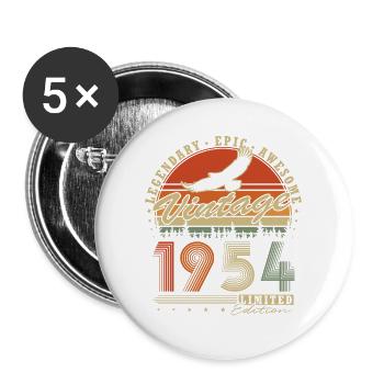 Legendär 1954 Vintage Jahrgang Geburtstag Geschenk - Buttons groß 56 mm (5er Pack) - Weiß - Vorne