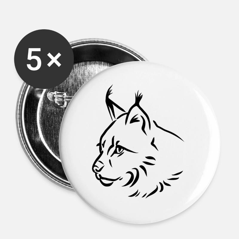 Luchs - Buttons groß 56 mm (5er Pack) - Weiß