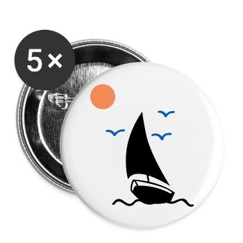 Sailboat 02 - Buttons large 2.2''/56 mm (5-pack) - white - Front
