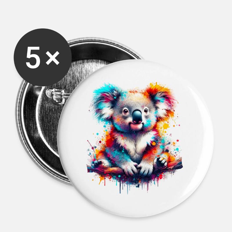 Koala - Buttons groß 56 mm (5er Pack) - Weiß