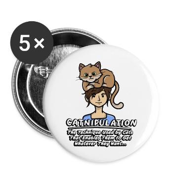 Catnipulation Technik Von Kätzchen Lover Cute Cat - Buttons groß 56 mm (5er Pack) - Weiß - Vorne