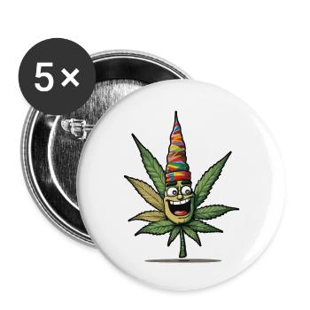 Hanfblatt Harmonie fröhliche Botanik Freundschaft - Buttons groß 56 mm (5er Pack) - Weiß - Vorne