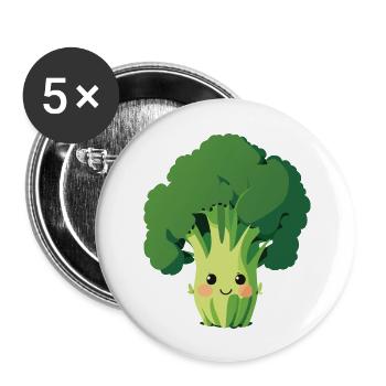 Bubatz - Legalize it - Brokkoli - Buttons groß 56 mm (5er Pack) - Weiß - Vorne