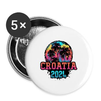 Croatia 2024 Team Palm Trees Colorful - Buttons large 2.2''/56 mm (5-pack) - white - Front