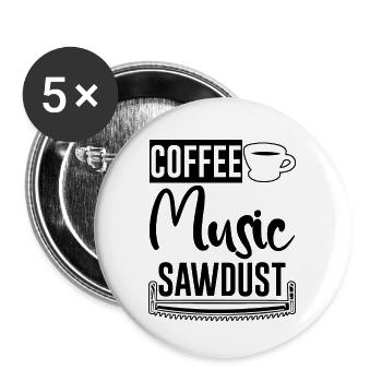 Coffee Music Sawdust 2 - Buttons large 2.2''/56 mm (5-pack) - white - Front