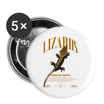 Crested Gecko Streetwear Lizard Keeper - Buttons large 2.2''/56 mm (5-pack) - white - Front