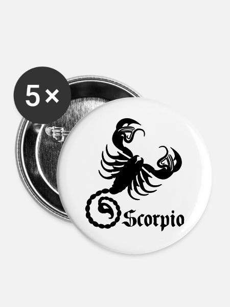 Sternzeichenbild Skorpion - Buttons groß 56 mm (5er Pack) - Weiß