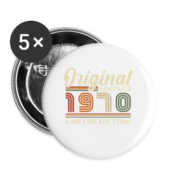 1970 Vintage Retro Cadeau D'anniversaire - Lot de 5 grands badges (56 mm) - blanc - Devant