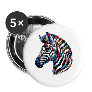 Zebra - Buttons groß 56 mm (5er Pack) - Weiß - Vorne
