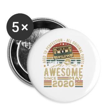 Mai 2020 Anniversaire Mai 2020 Cadeau 2020 Retro - Lot de 5 grands badges (56 mm) - blanc - Devant